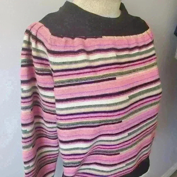 Ichi pink and black striped  sweater size small - Picture 2 of 6